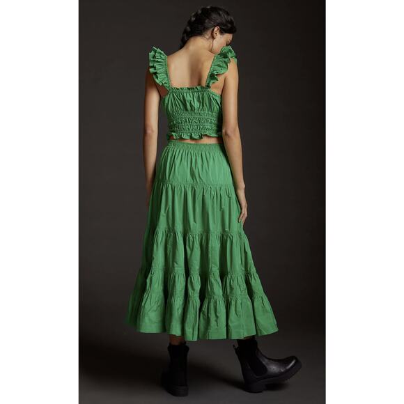 NEW Anthropologie Maeve Green Smocked Taffeta Tank - Size 4 - Picture 6 of 6